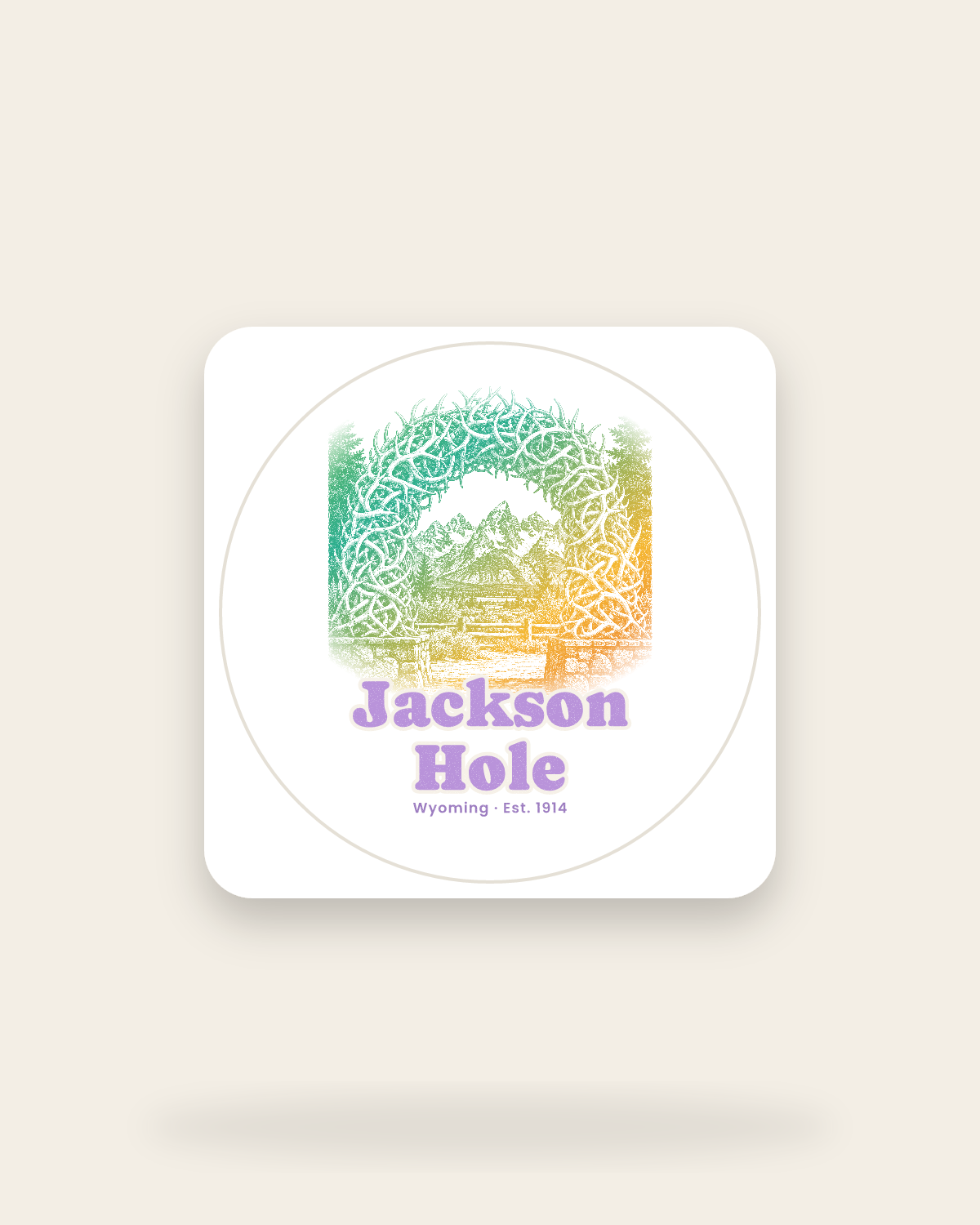 Jackson Hole Antler Arch Kiss-Cut Sticker in White