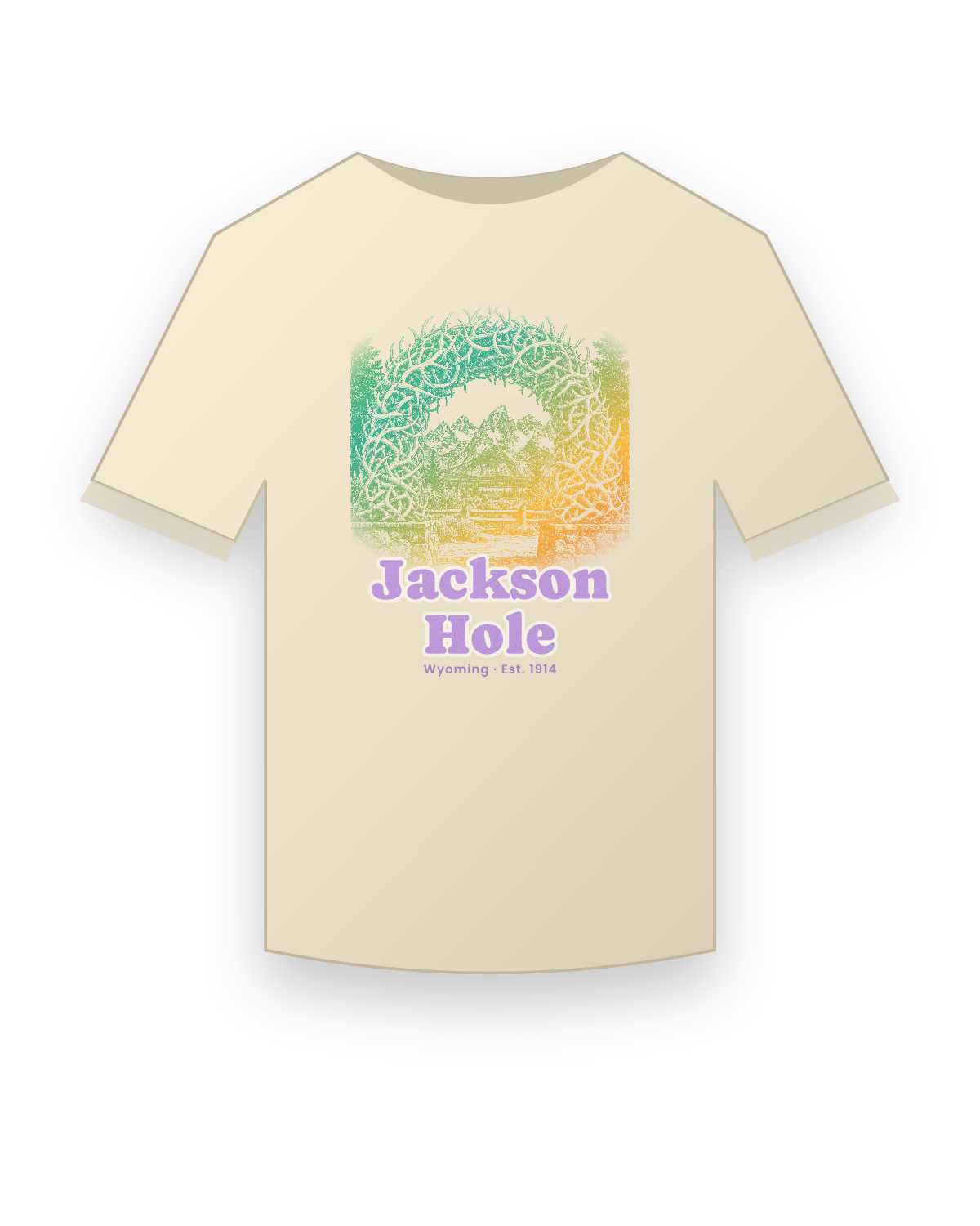 Jackson Hole Antler Arch Classic Tee in Natural