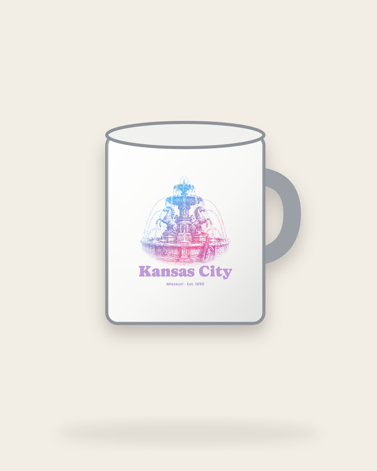 Kansas City Fountain Enamel Camp Mug in White