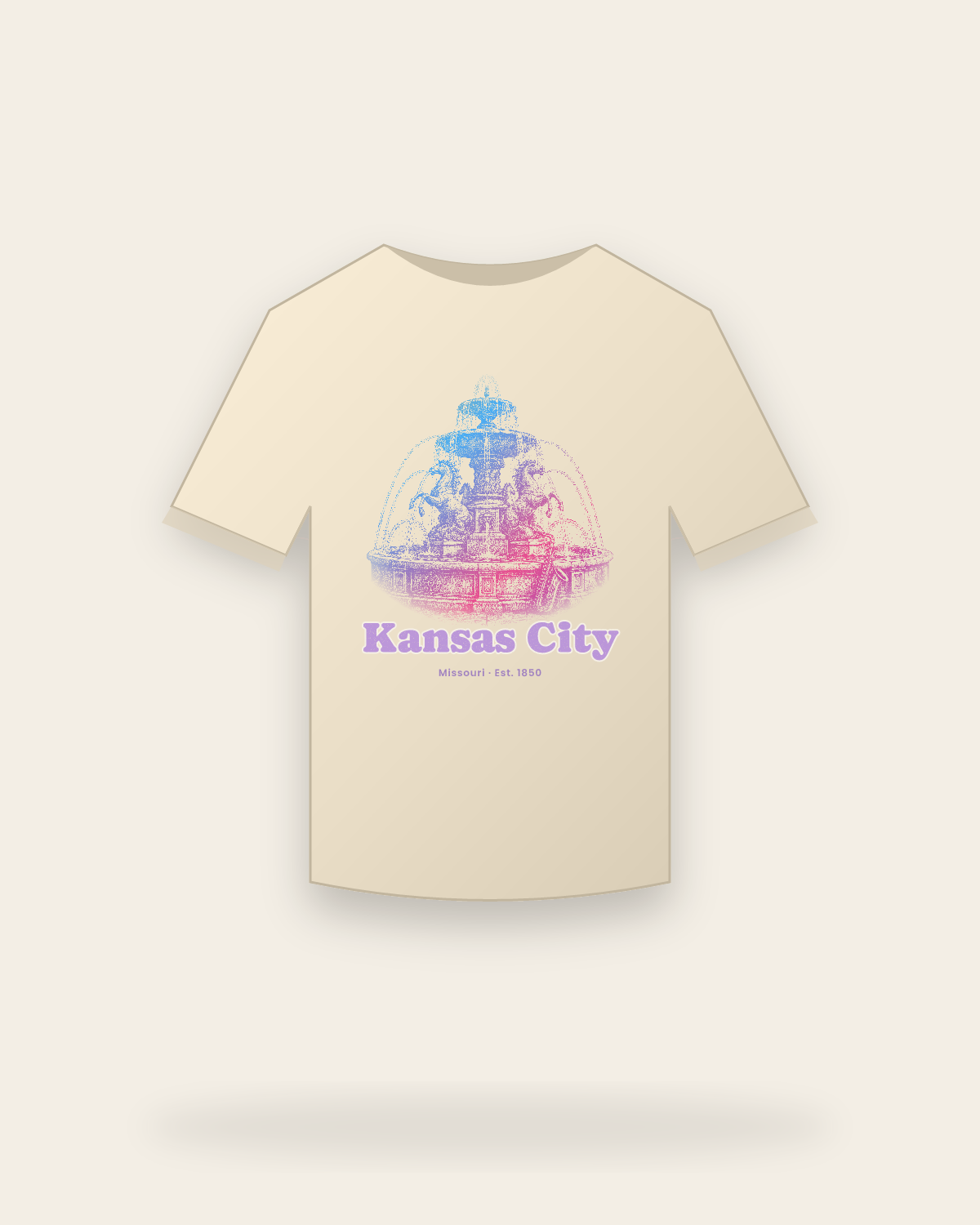 Kansas City, MO Fountain Classic Tee in Natural