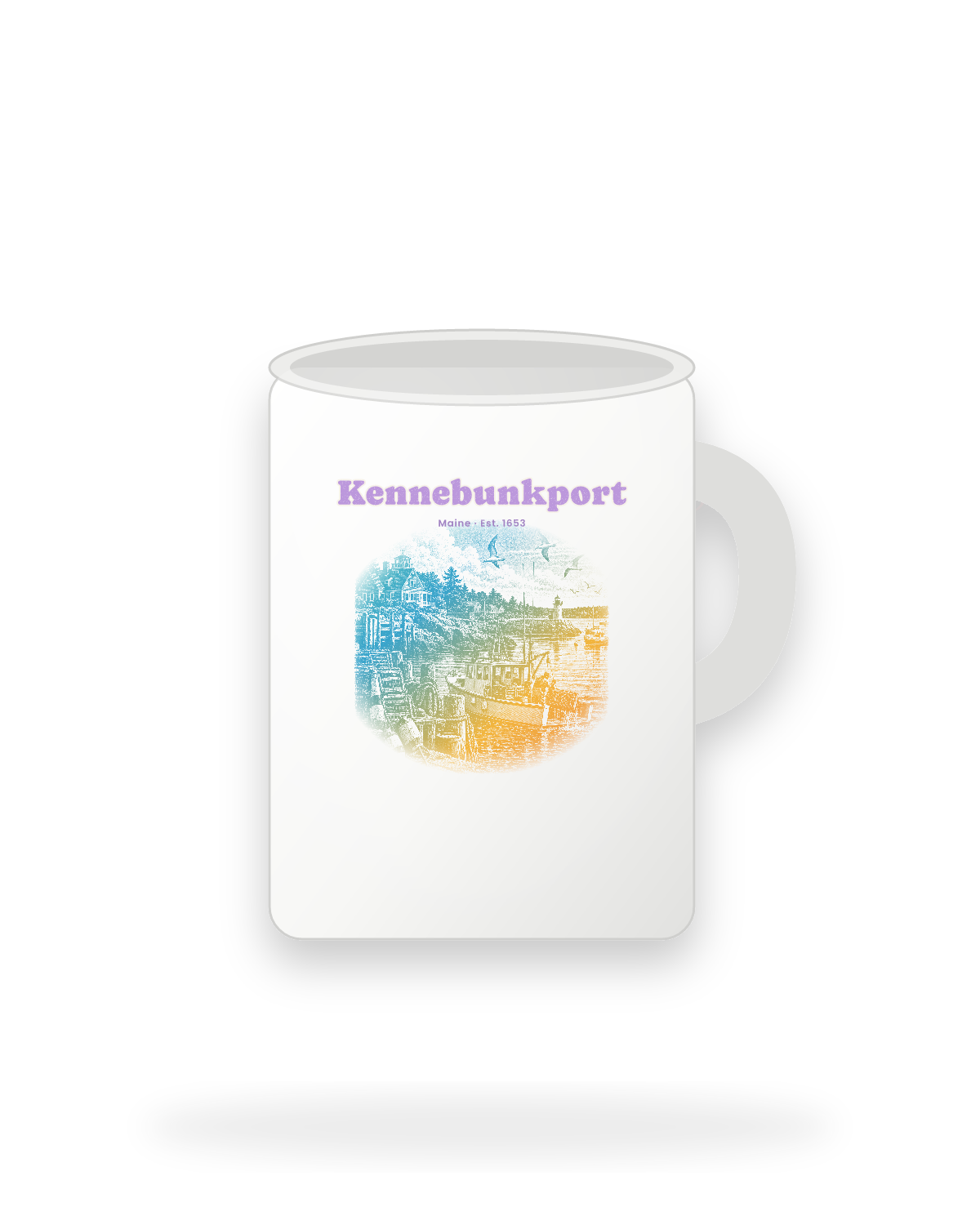 Kennebunkport Lobster Harbor Ceramic Mug 15oz in White