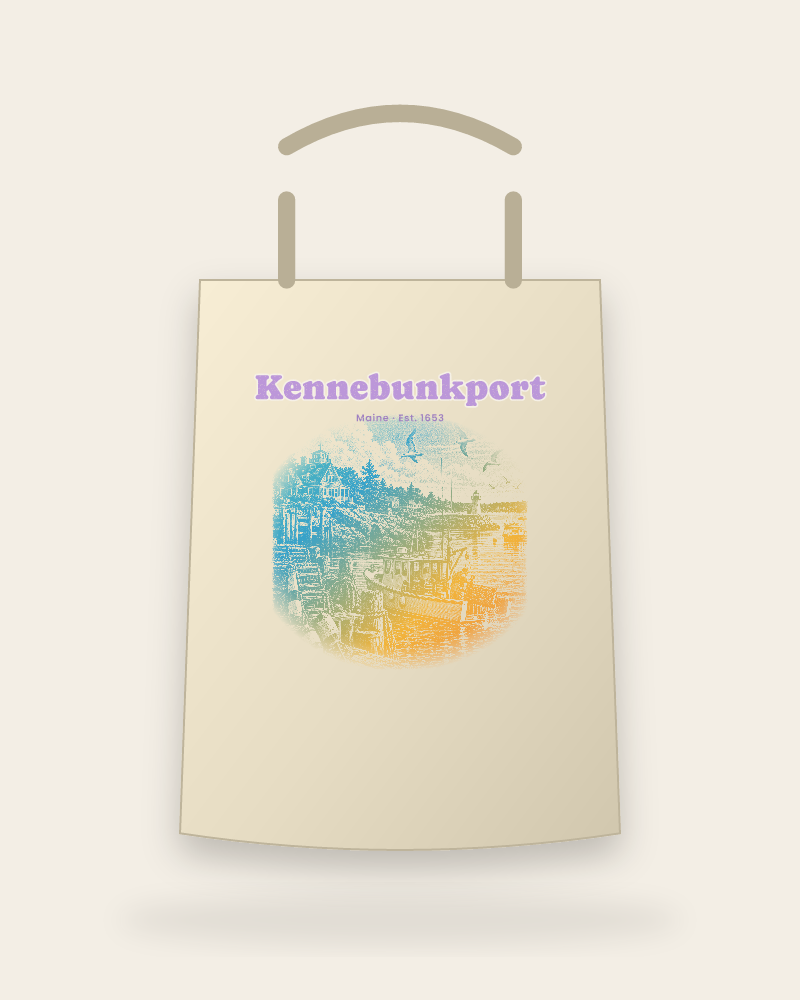 Kennebunkport Lobster Harbor Canvas Tote
