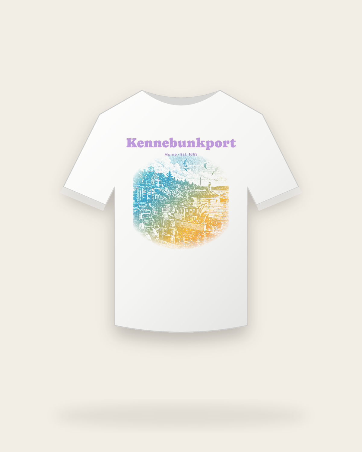 Kennebunkport Lobster Harbor Youth Tee in White