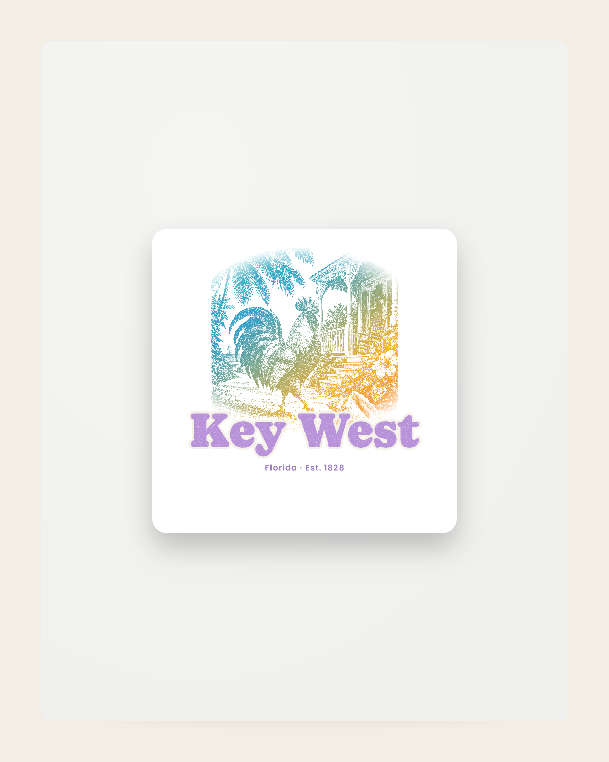 Key West Rooster Fridge Magnet in White