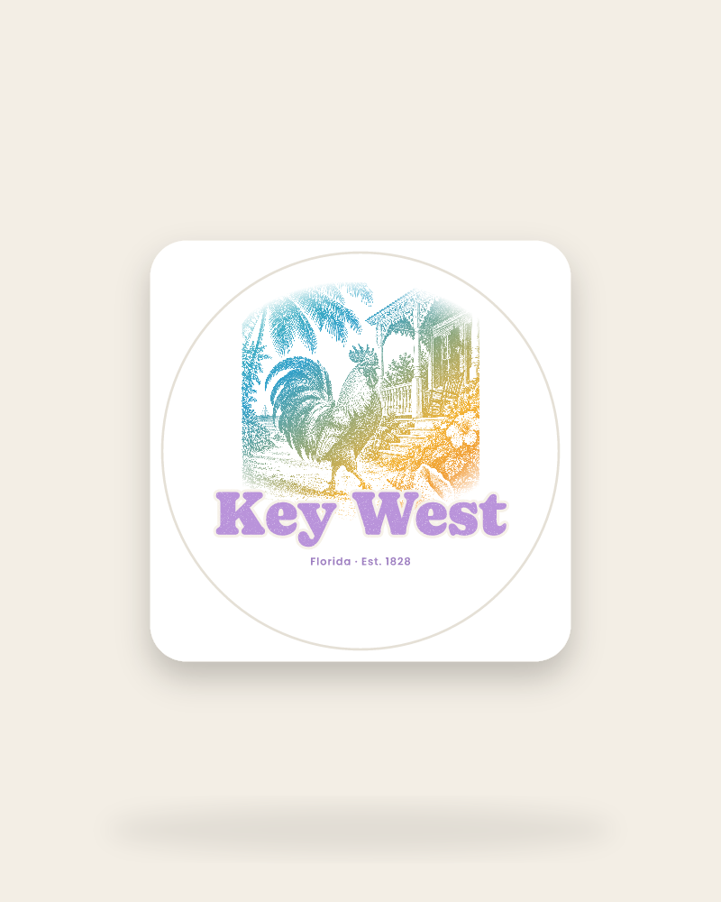Key West Rooster Kiss-Cut Sticker