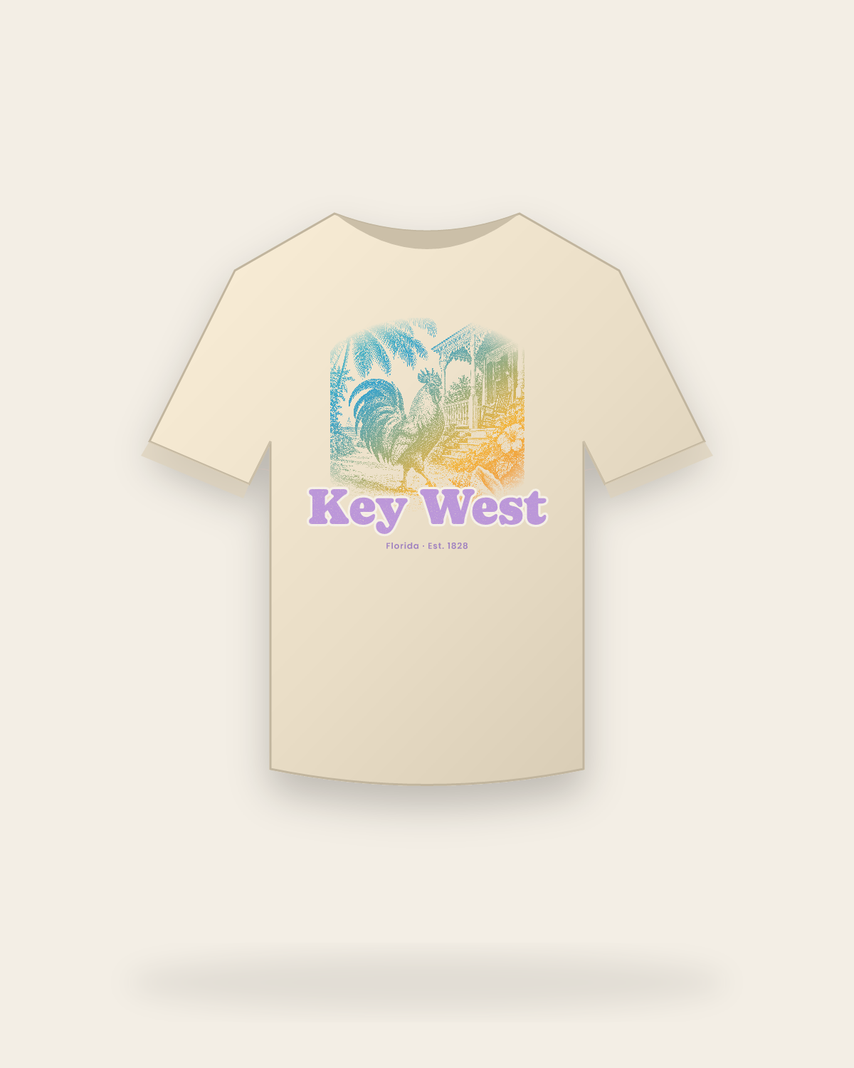 Key West Rooster Organic Cotton Tee in Natural
