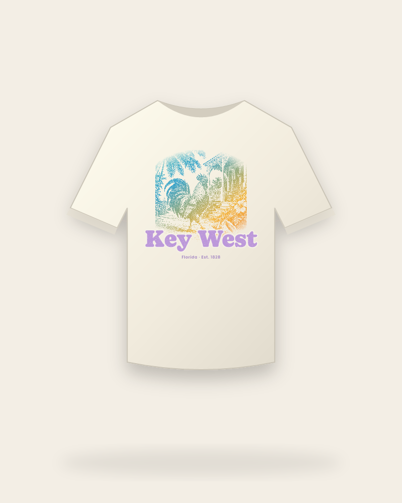 Key West Rooster Vintage Wash Tee