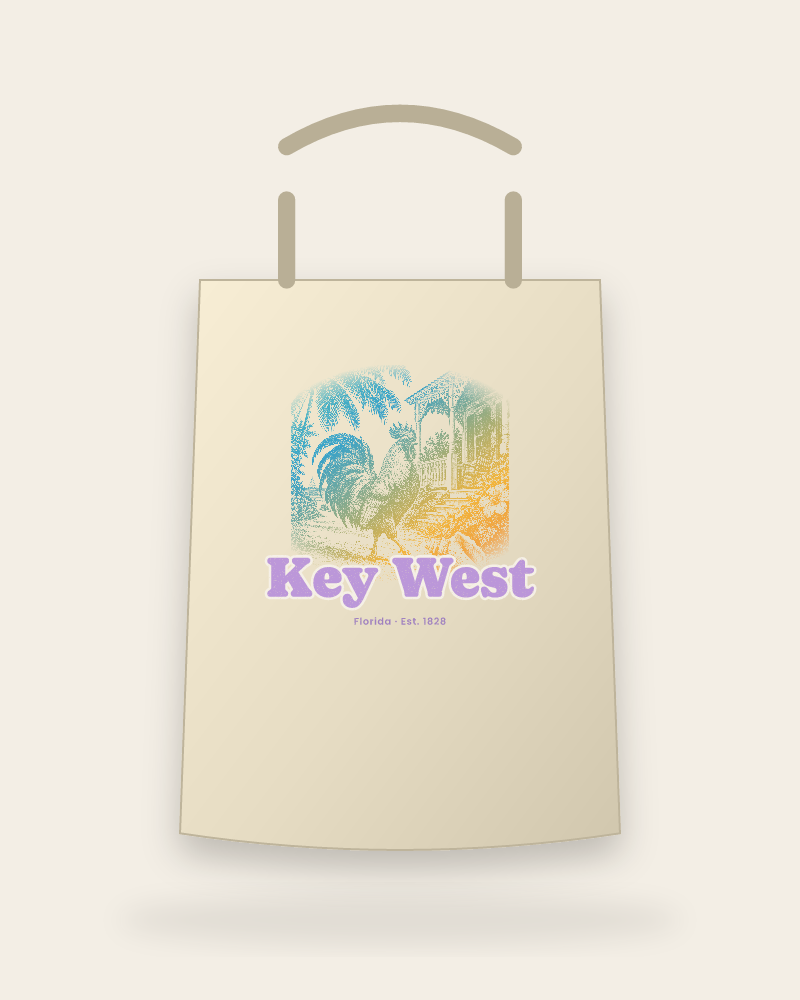 Key West Rooster Canvas Tote