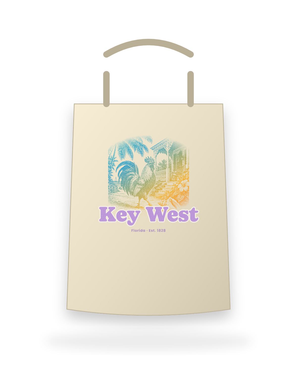 Key West Rooster Canvas Tote in Beige