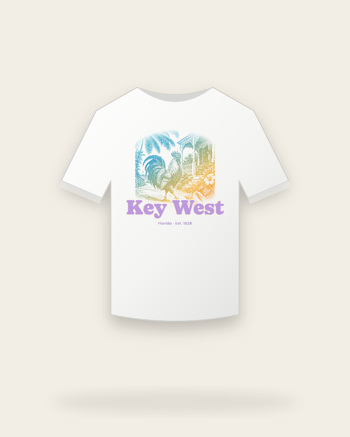 Key West Rooster Youth Tee in White