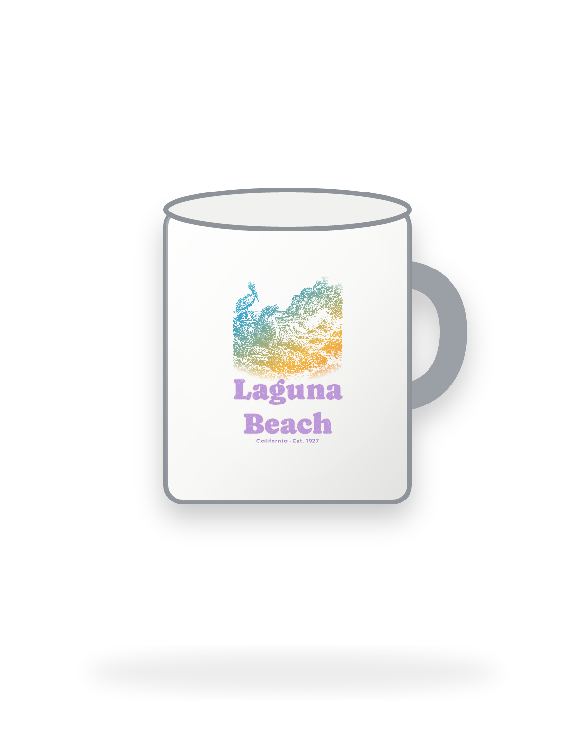 Laguna Beach Sea Lion Cove Enamel Camp Mug in White