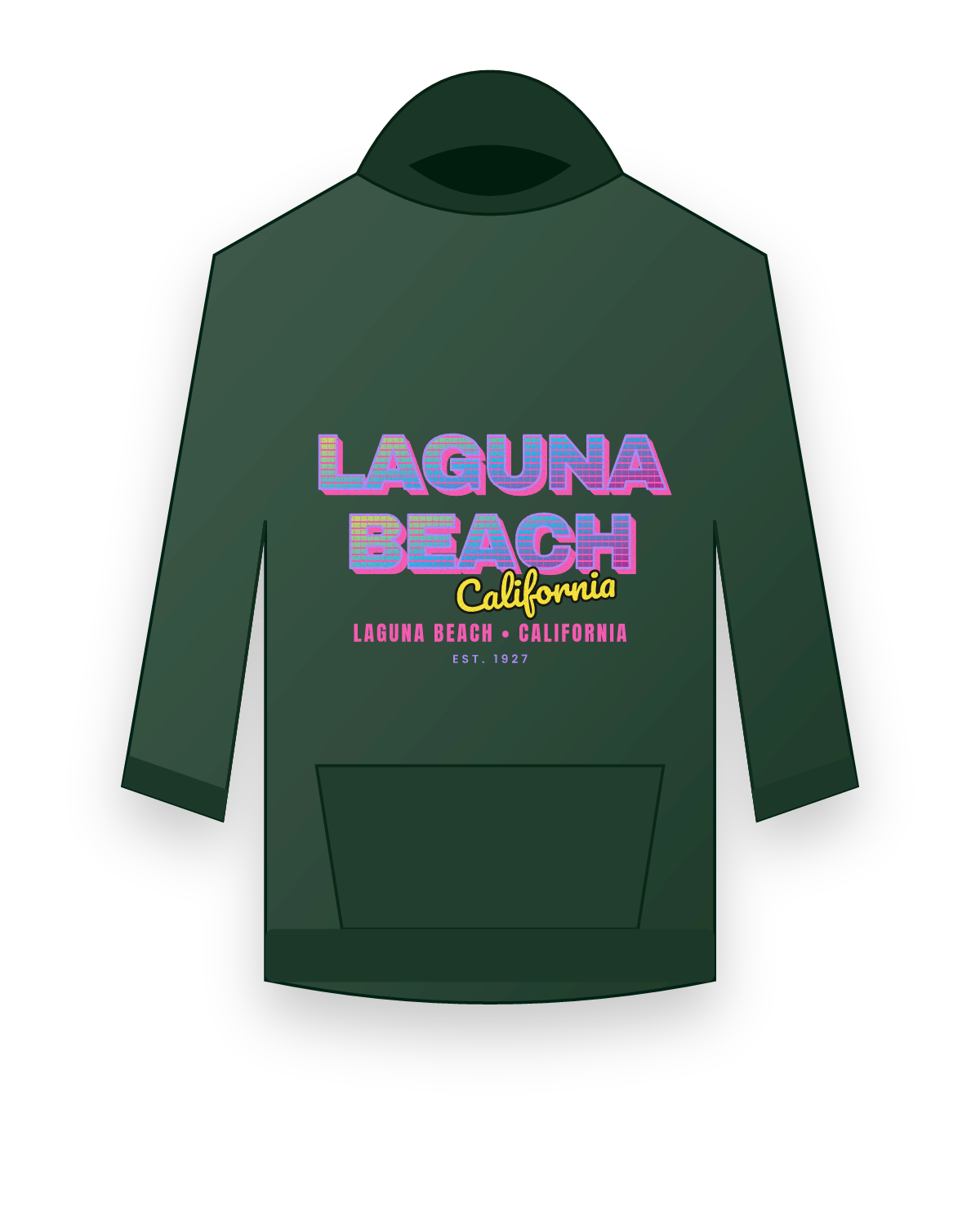 Laguna Beach Music TV Hooded Sweatshirt in Forest Green