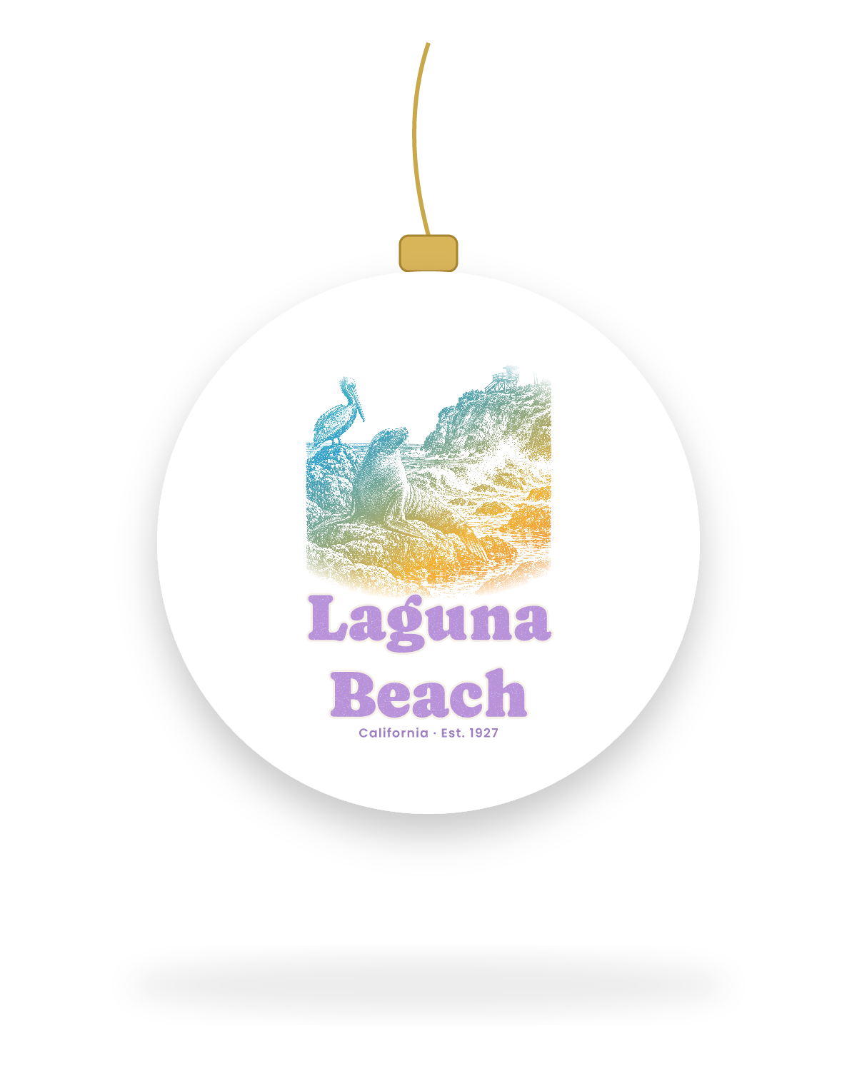 Laguna Beach Sea Lion Cove Ceramic Ornament in White