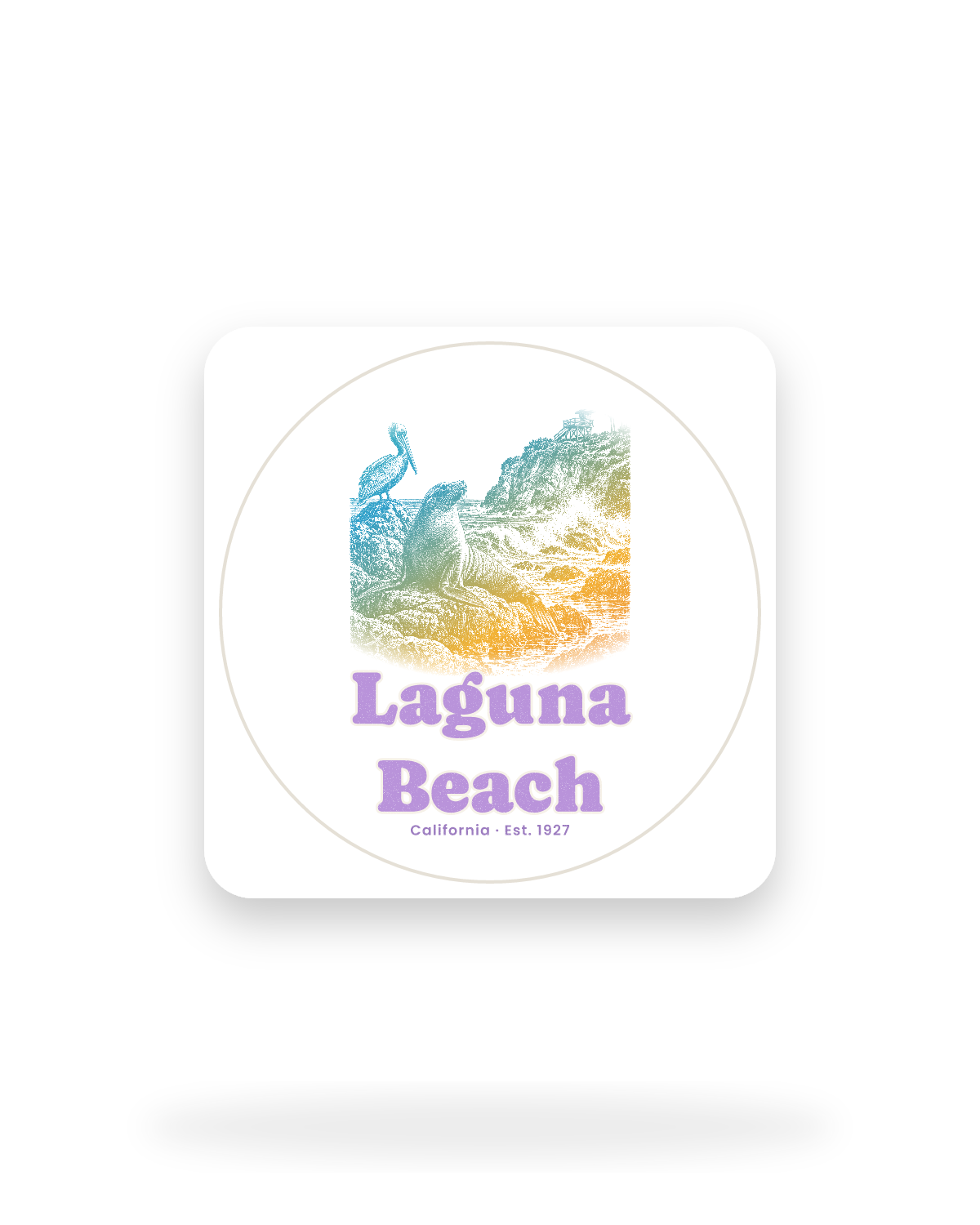 Laguna Beach Sea Lion Cove Kiss-Cut Sticker in White