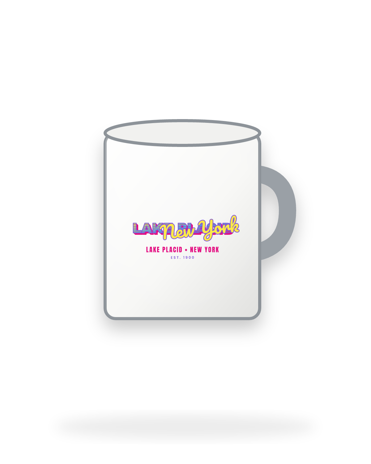 Lake Placid Music TV Enamel Camp Mug in White