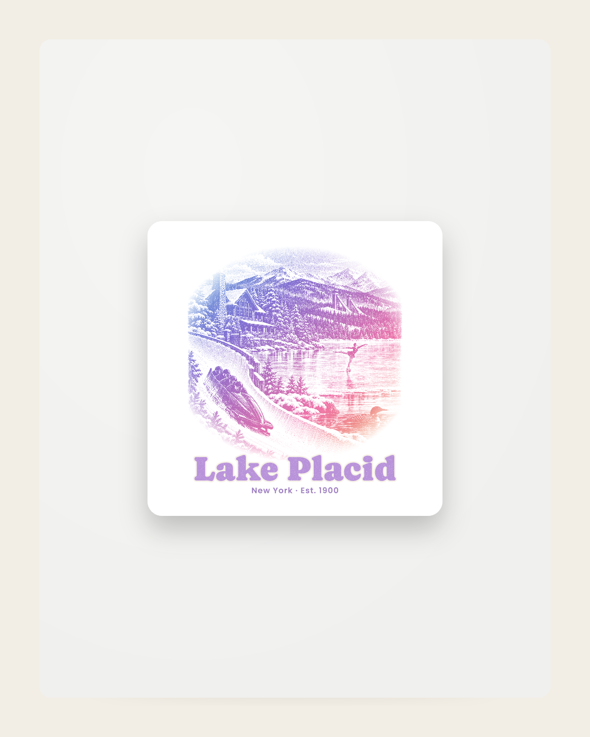 Lake Placid Winter Village Fridge Magnet in White