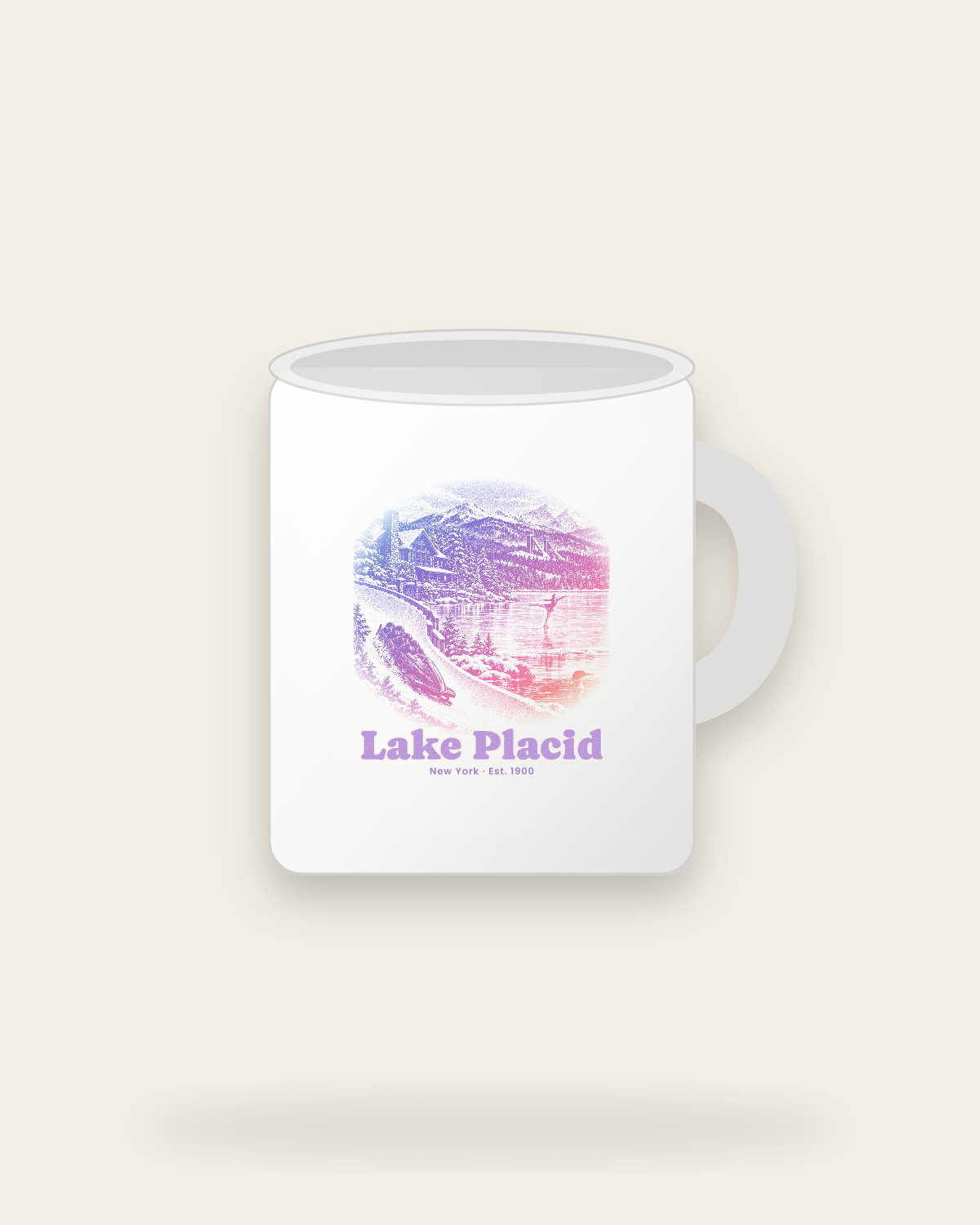 Lake Placid Winter Village Ceramic Mug 11oz in White