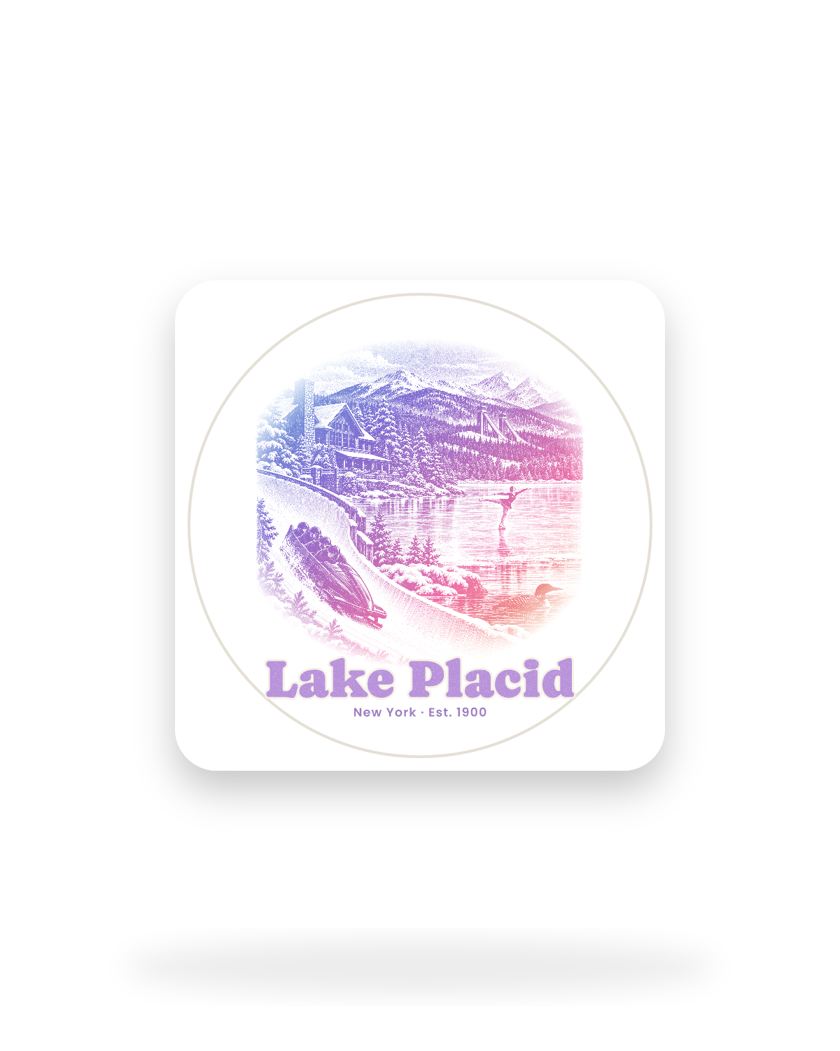 Lake Placid Winter Village Kiss-Cut Sticker in White