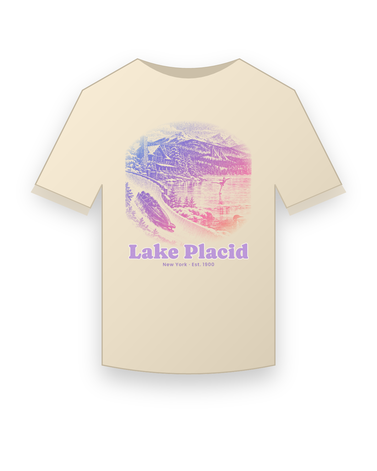 Lake Placid Winter Village Classic Tee in Natural