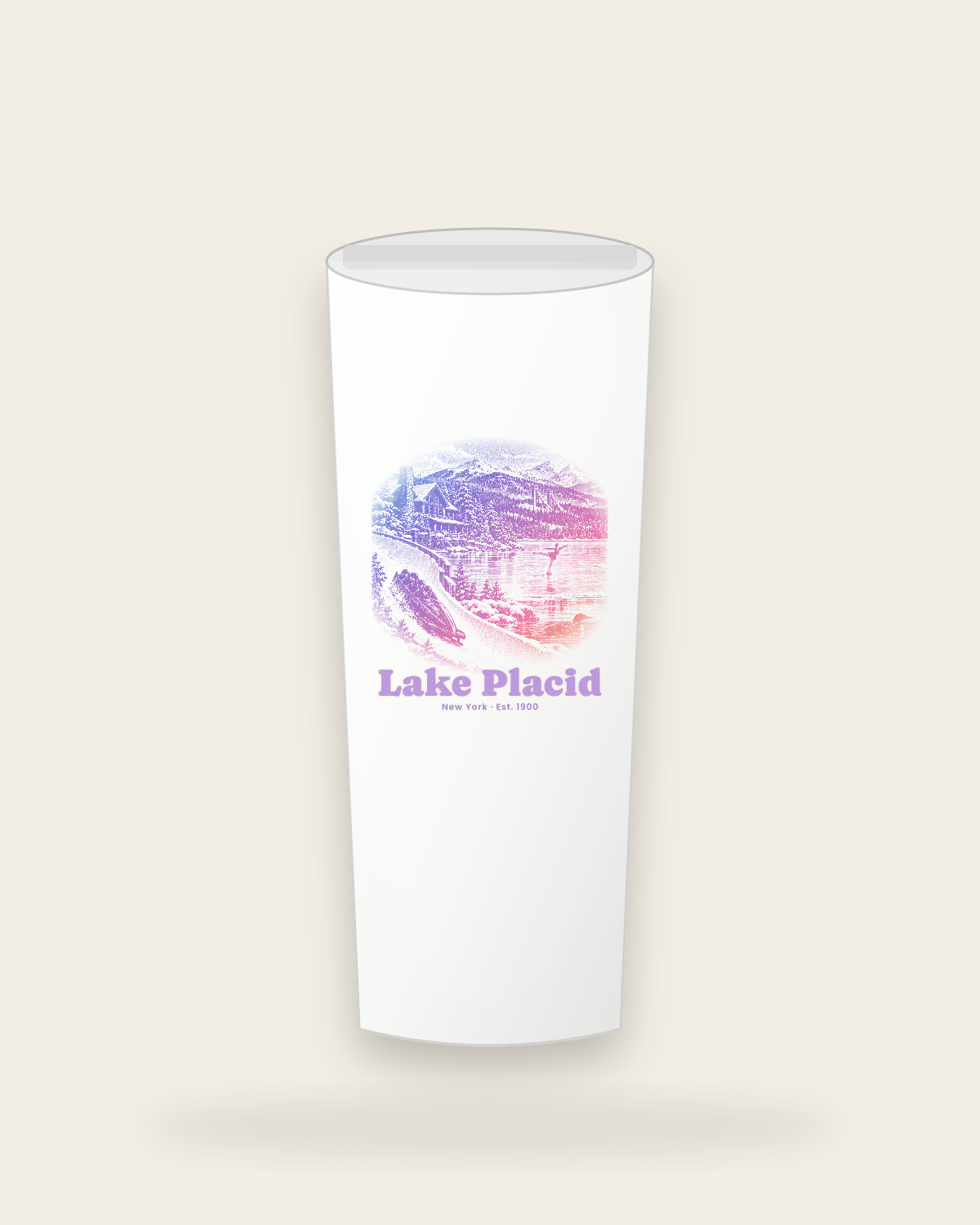 Lake Placid Winter Village Insulated Tumbler 20oz in White