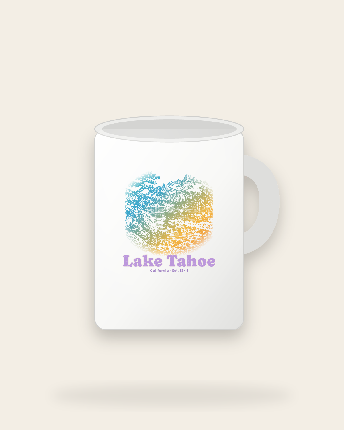 Lake Tahoe Wooden Boat Ceramic Mug 15oz in White