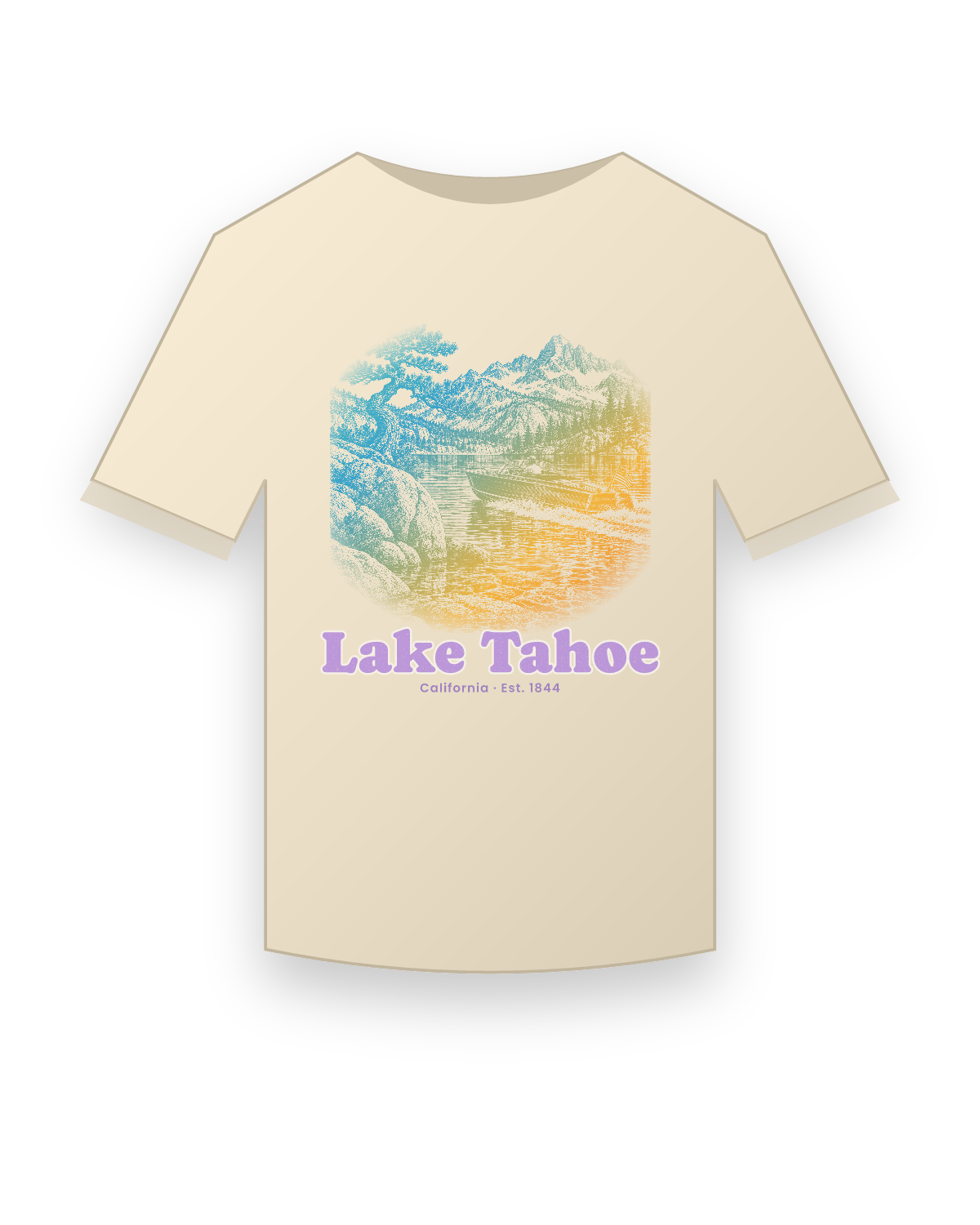 Lake Tahoe Wooden Boat Organic Cotton Tee in Natural
