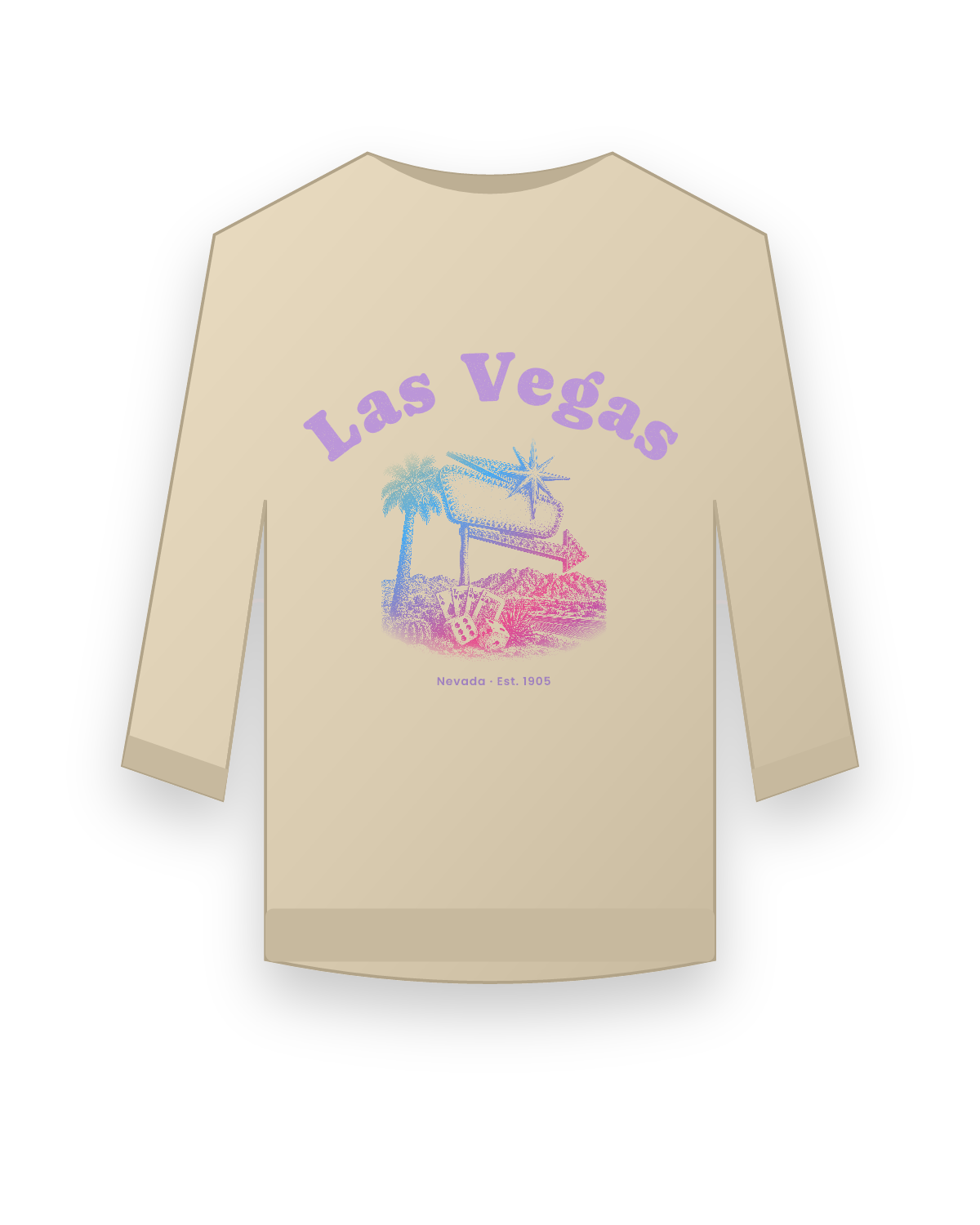 Las Vegas Neon Sign Crewneck Sweatshirt in Sand