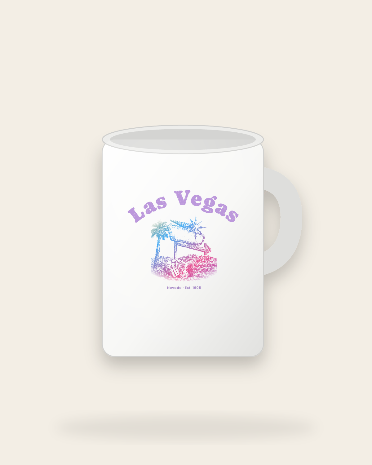 Las Vegas Neon Sign Ceramic Mug 15oz in White