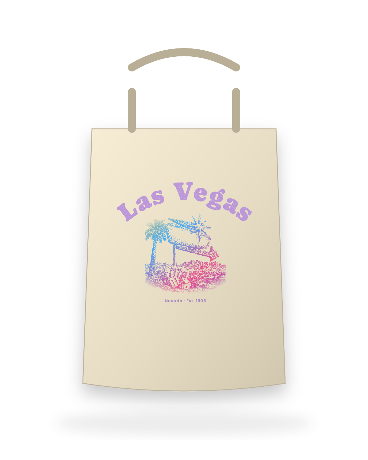 Las Vegas Neon Sign Canvas Tote in Beige