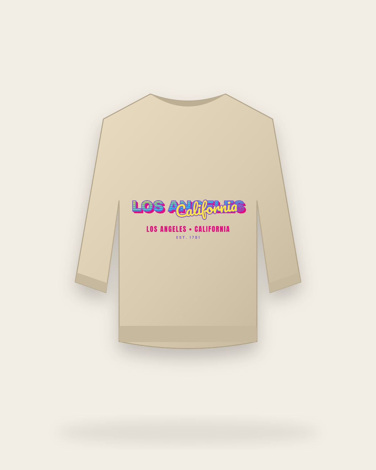 Los Angeles Music TV Crewneck Sweatshirt in Sand