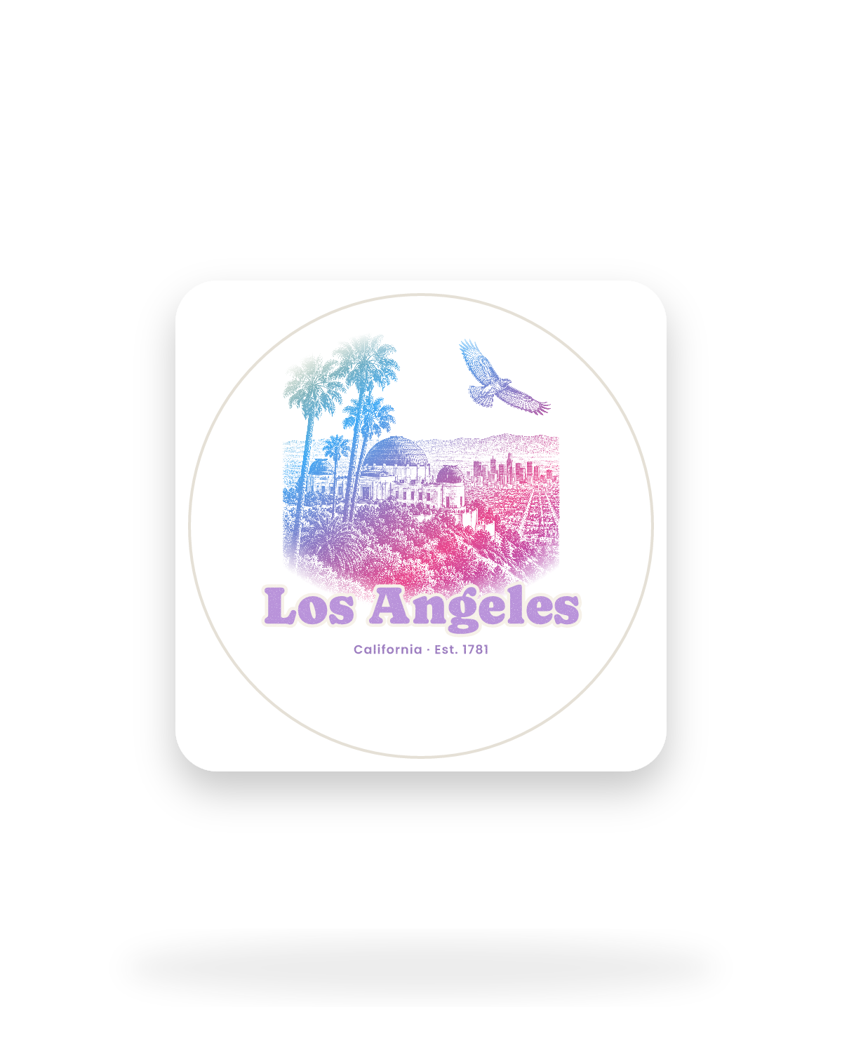 Los Angeles Griffith Observatory Kiss-Cut Sticker in White