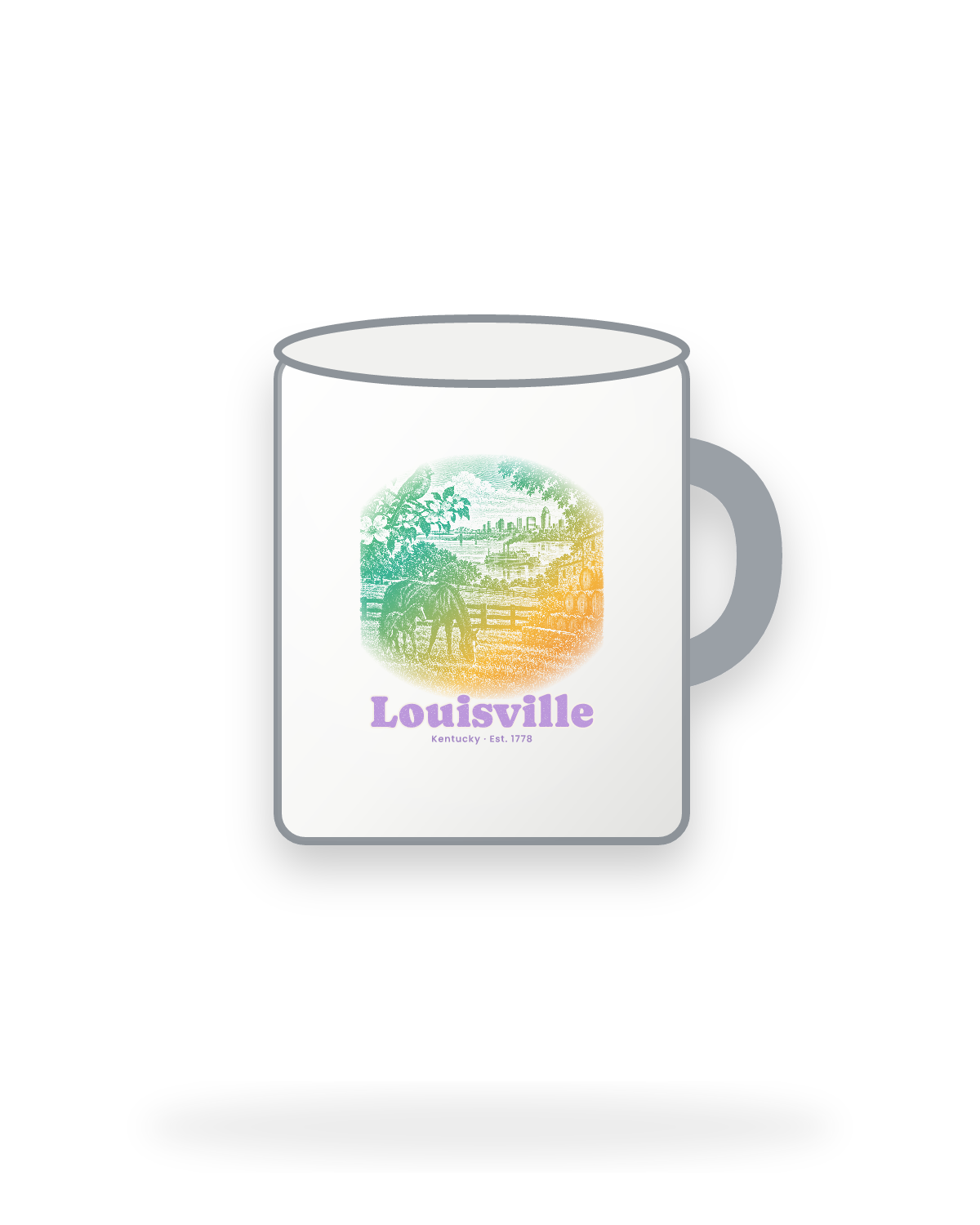 Louisville Bluegrass Mare & Foal Enamel Camp Mug in White