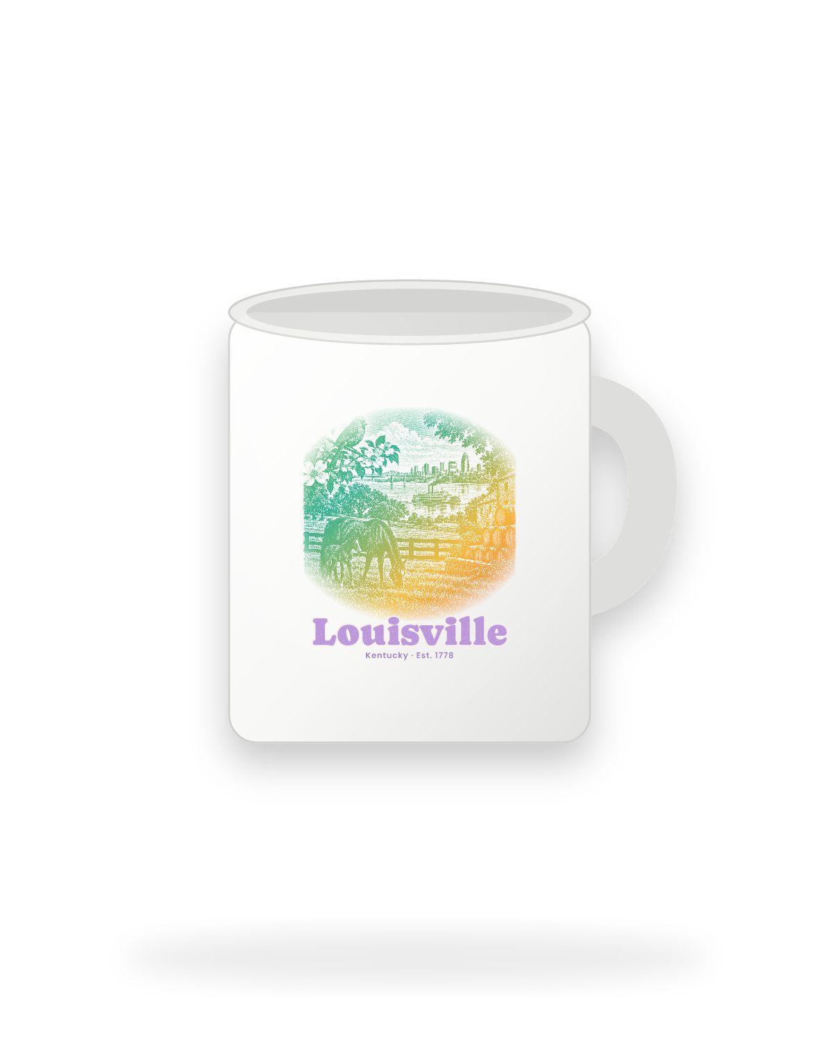 Louisville Bluegrass Mare & Foal Ceramic Mug 11oz in White
