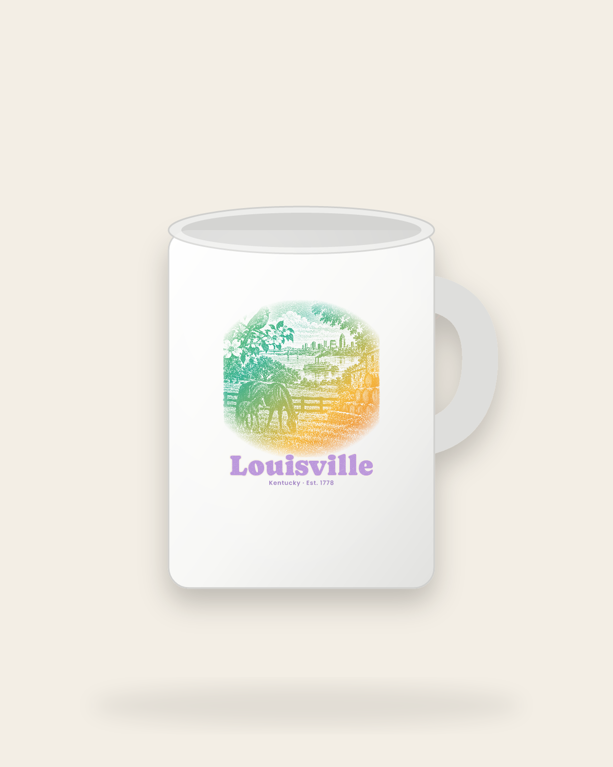 Louisville Bluegrass Mare & Foal Ceramic Mug 15oz in White