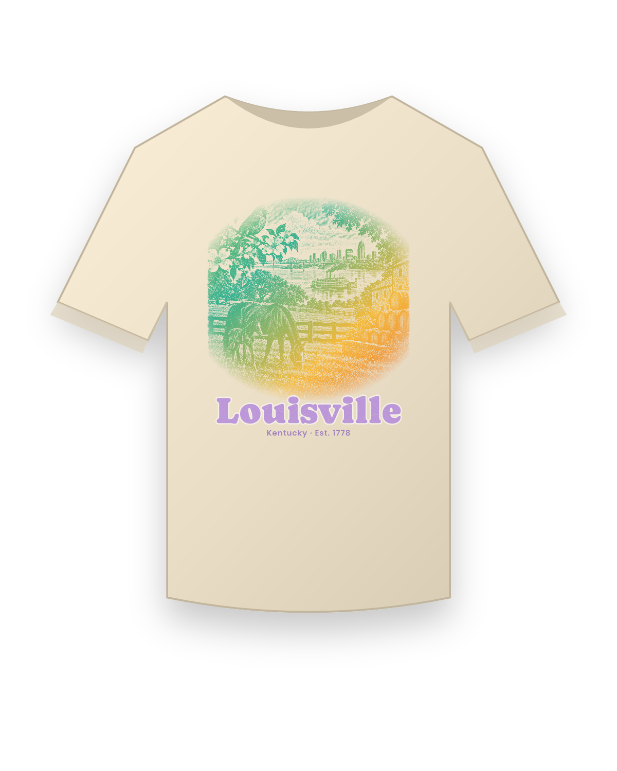 Louisville Bluegrass Mare & Foal Organic Cotton Tee in Natural