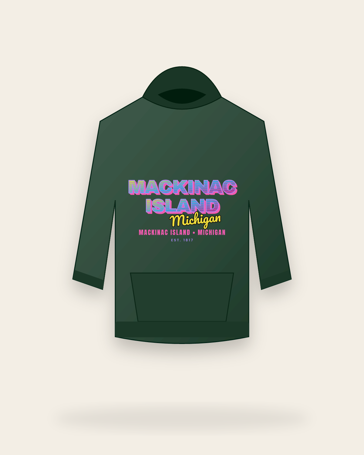 Mackinac Island Music TV Hooded Sweatshirt in Forest Green
