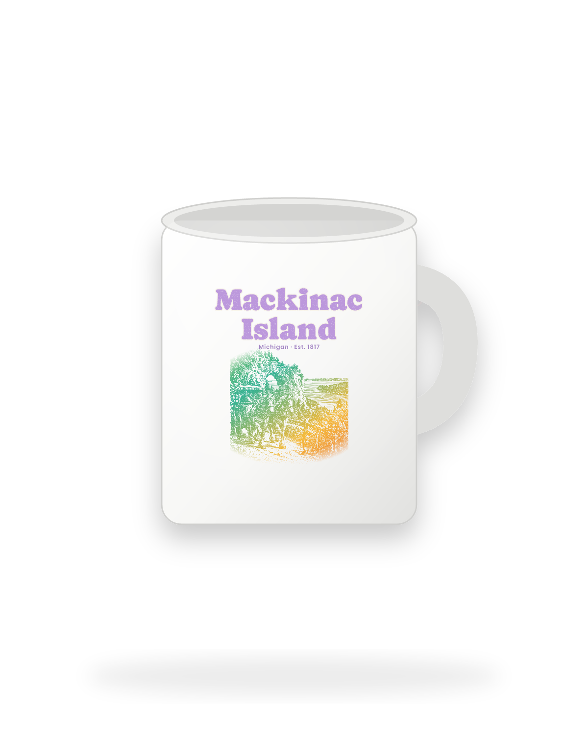 Mackinac Island Horse Carriage Ceramic Mug 11oz in White