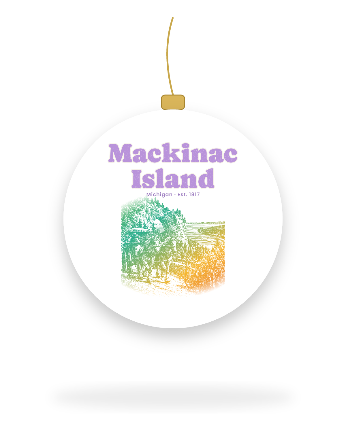 Mackinac Island Horse Carriage Ceramic Ornament in White