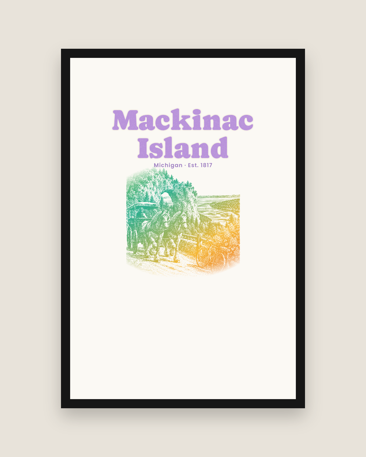 Mackinac Island Horse Carriage Matte Poster in White