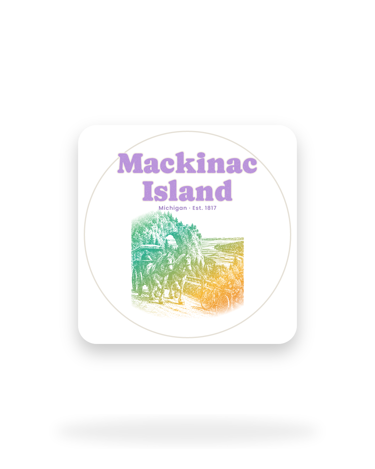 Mackinac Island Horse Carriage Kiss-Cut Sticker in White