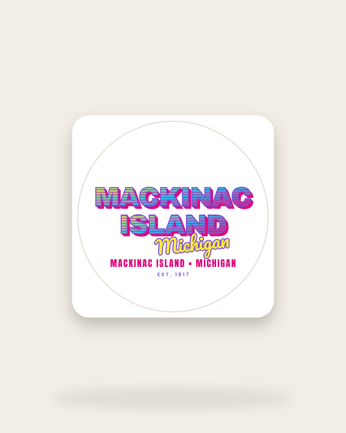 Mackinac Island Music TV Kiss-Cut Sticker in White