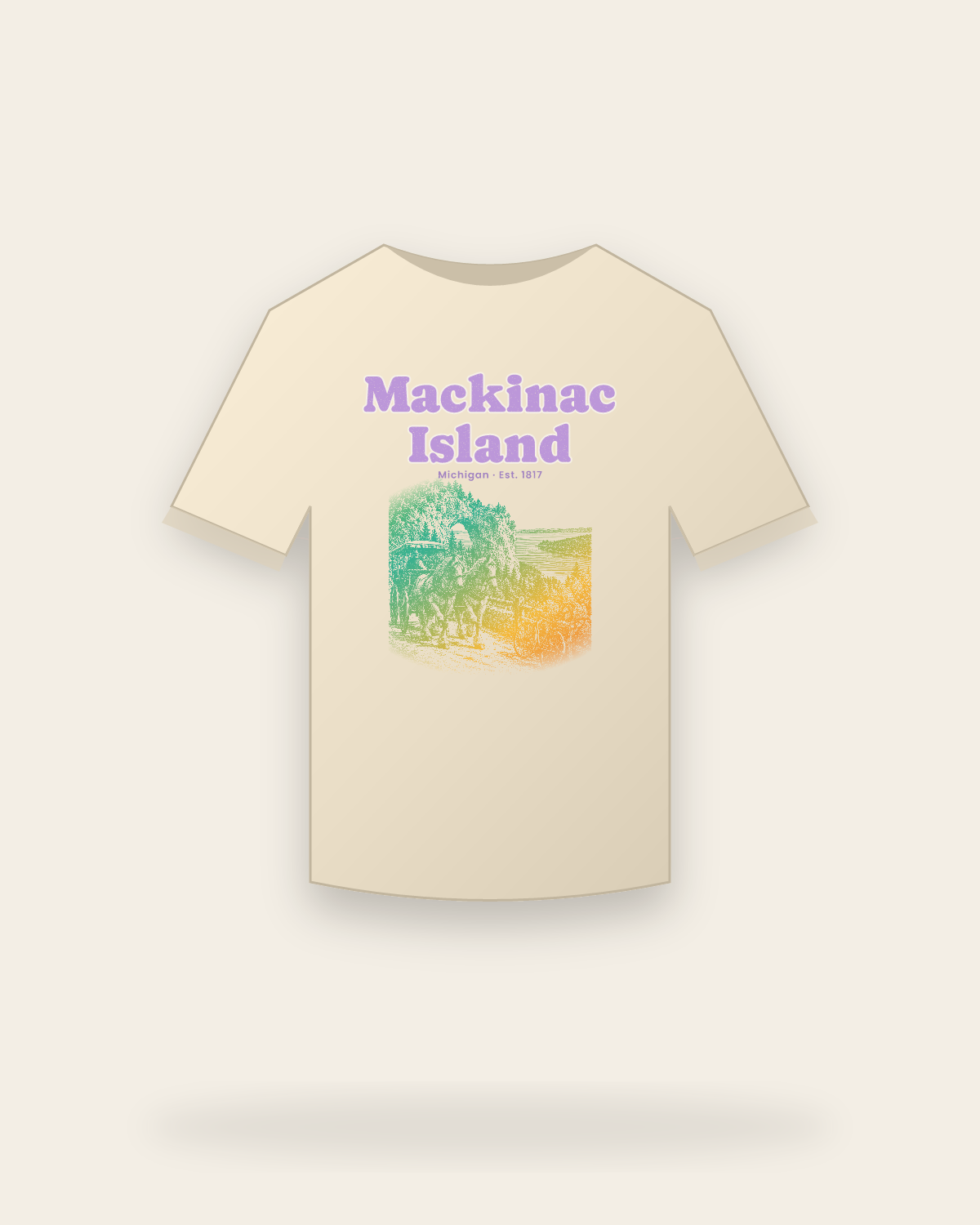 Mackinac Island Horse Carriage Organic Cotton Tee in Natural