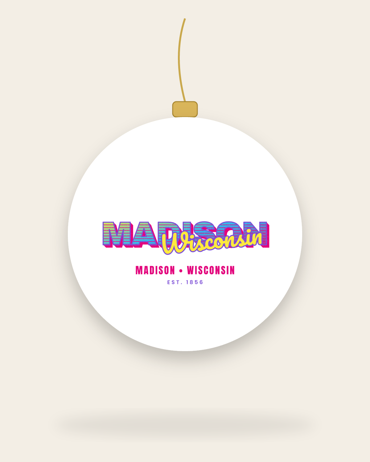 Madison Music TV Ceramic Ornament in White