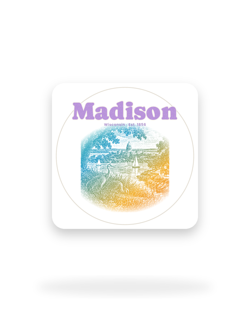 Madison Isthmus Cranes Kiss-Cut Sticker