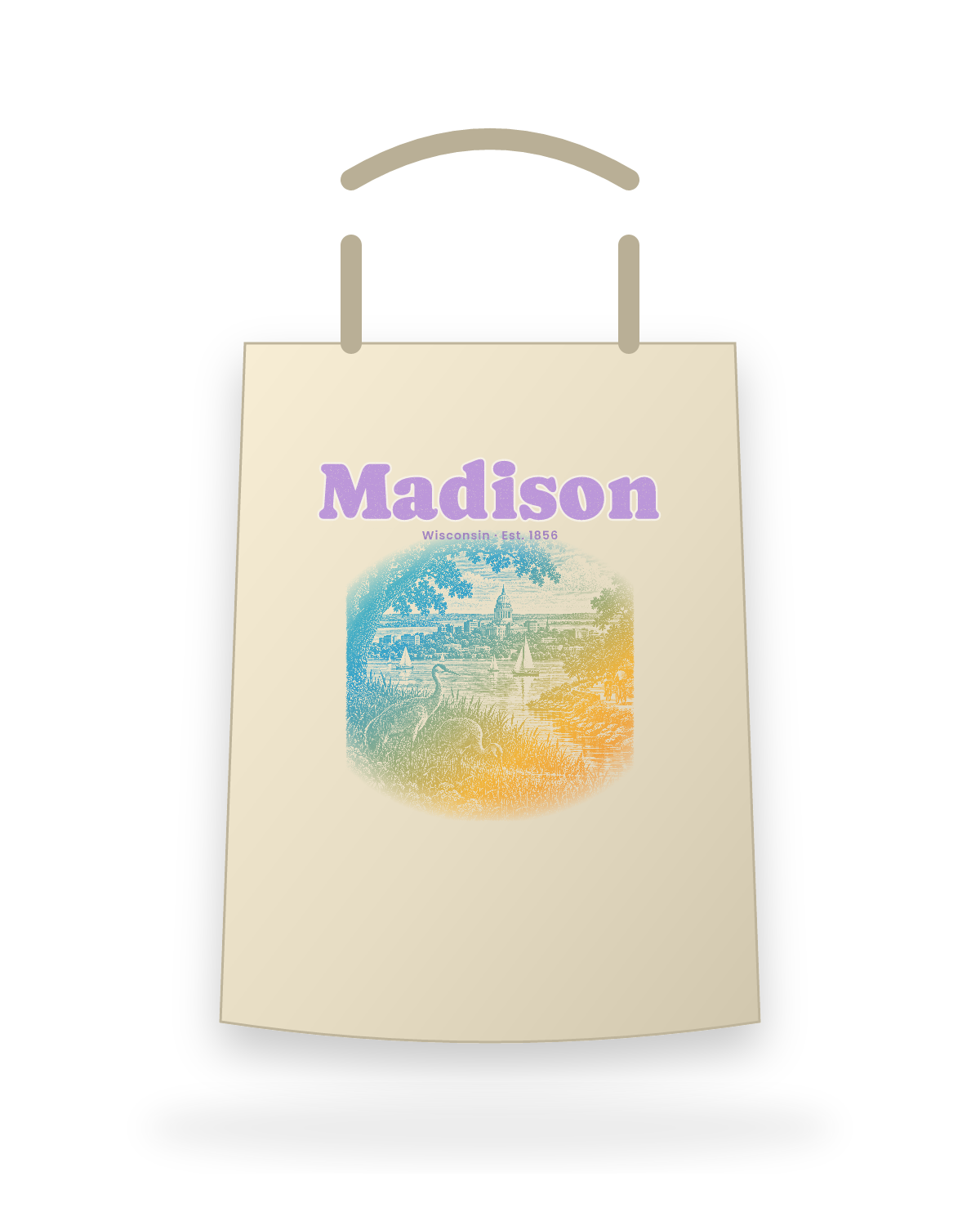 Madison Isthmus Cranes Canvas Tote in Beige