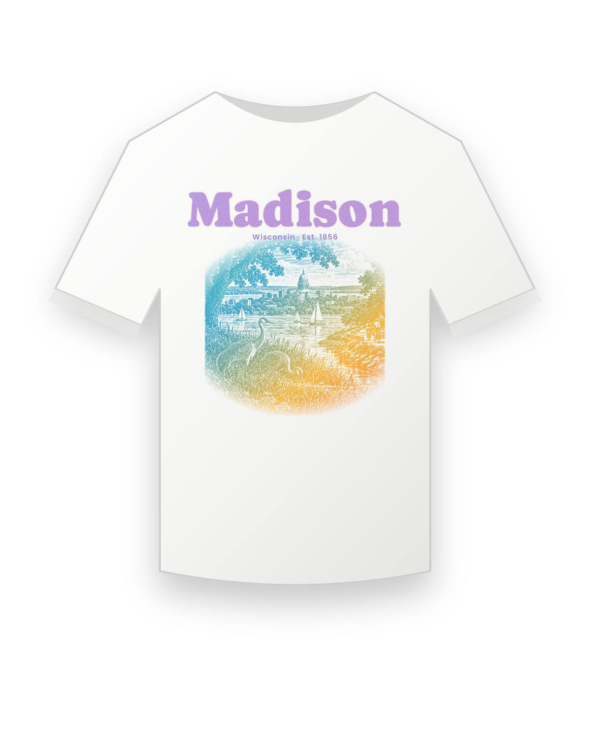 Madison Isthmus Cranes Youth Tee in White