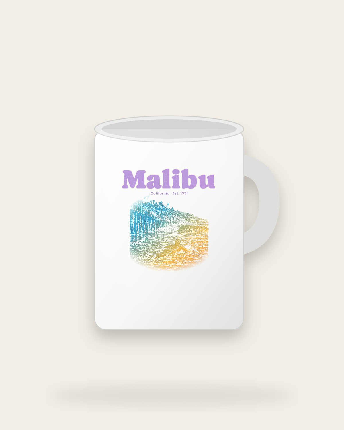 Malibu Point Break Ceramic Mug 15oz in White