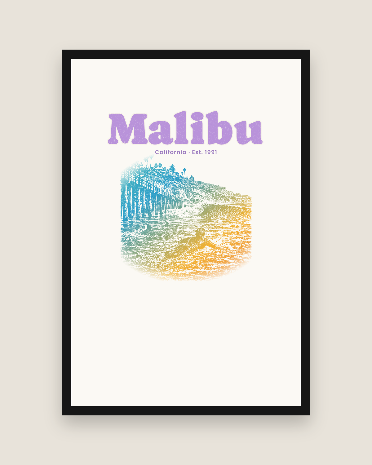 Malibu Point Break Matte Poster in White