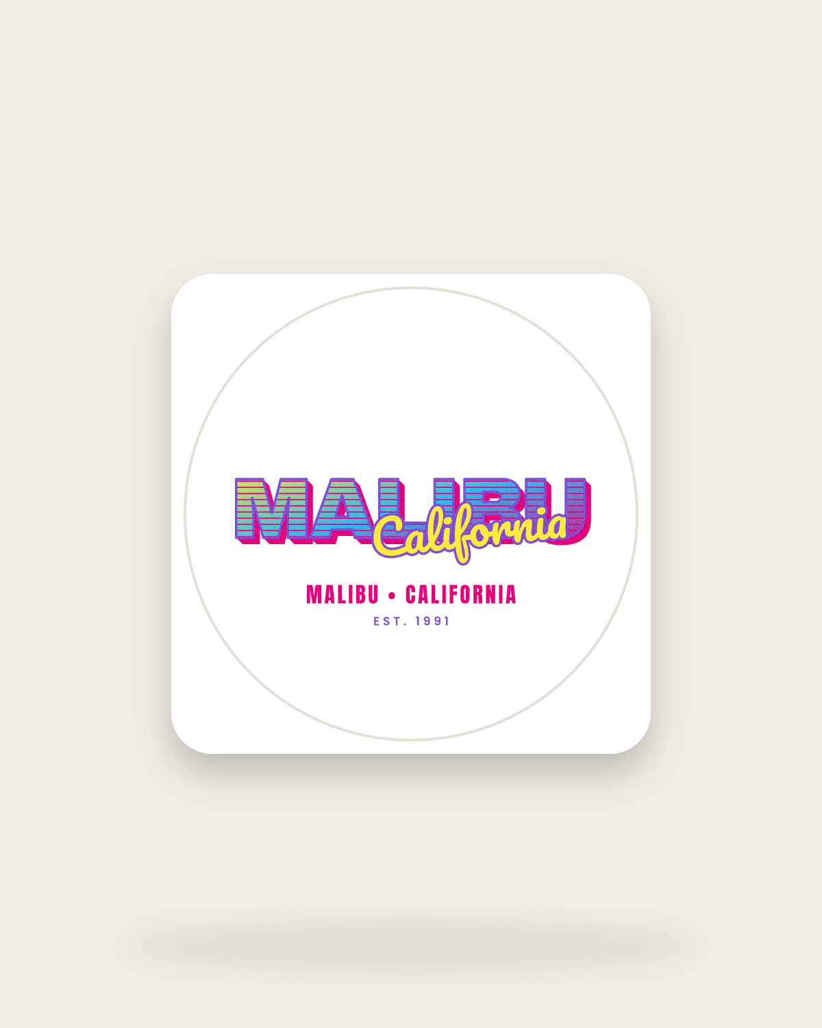 Malibu Music TV Kiss-Cut Sticker in White