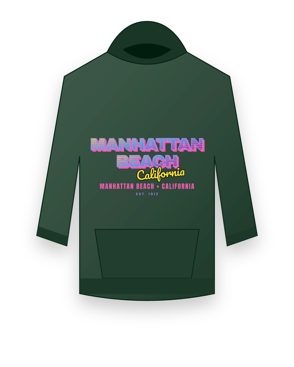 Manhattan Beach Music TV Hooded Sweatshirt in Forest Green